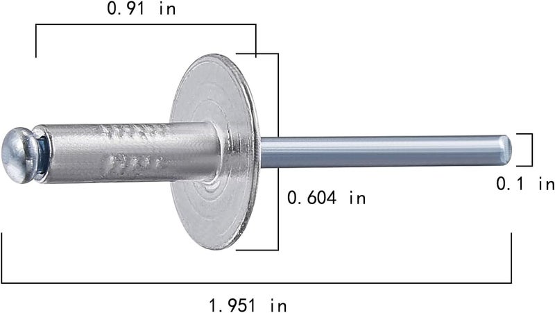 Wensilon (100 pcs) 3/16 * 3/4" Large Cap Open End Aluminum Blind Rivets,5 * 20 Blind Rivet - Image 5